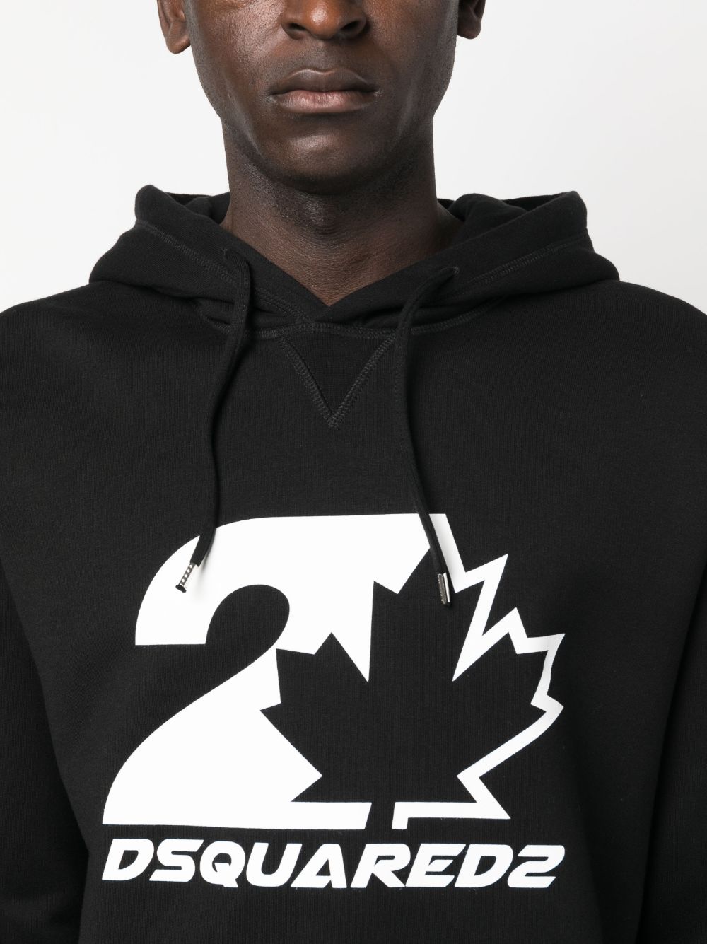 Shop Dsquared2 Logo-print Cotton Drawstring Hoodie In Black