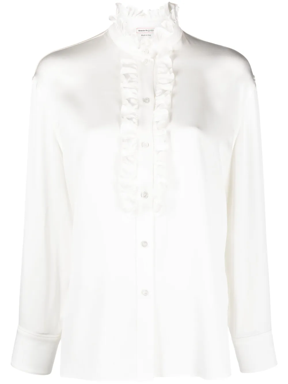 Alexander McQueen ruffle-detail long-sleeve shirt | White | Image 1
