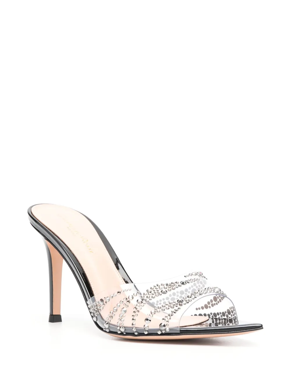 Gianvito Rossi 95mm crystal-embellished leather mules - Beige