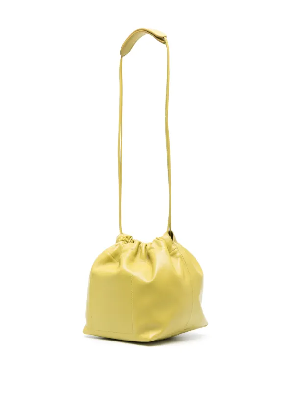 Jil Sander Drawstring Leather Bucket Bag | Green | FARFETCH