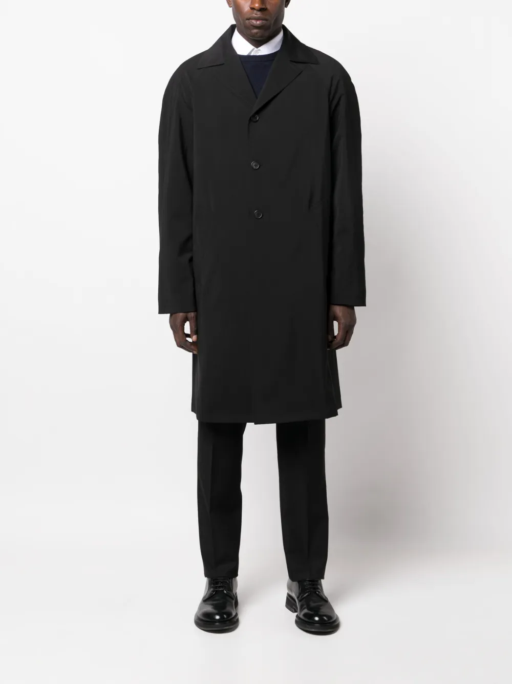 Prada notched-lapel single-breasted coat - Zwart