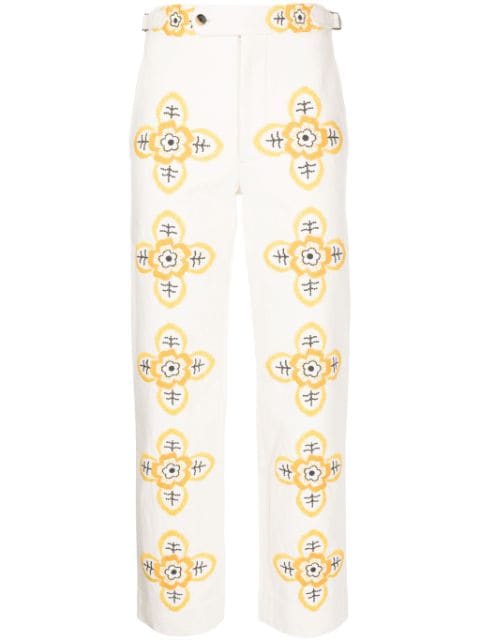 BODE Buttercup embroidered straight-leg trousers