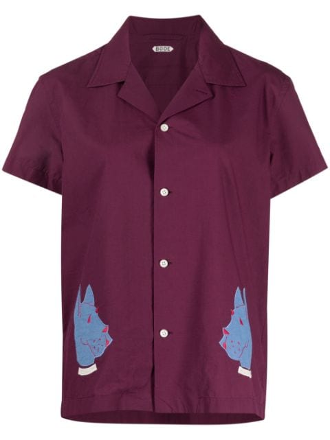 BODE Doberman-appliqué cotton shirt