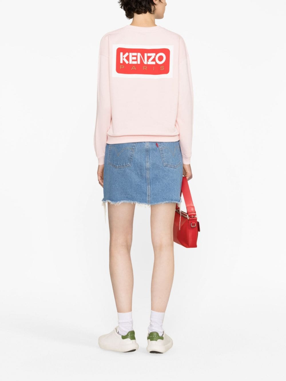 Shop Kenzo Logo-embroidered Cotton Sweatshirt In Rosa