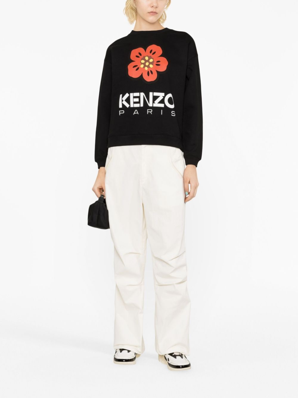 Shop Kenzo Boke-print Cotton Sweatshirt In Black