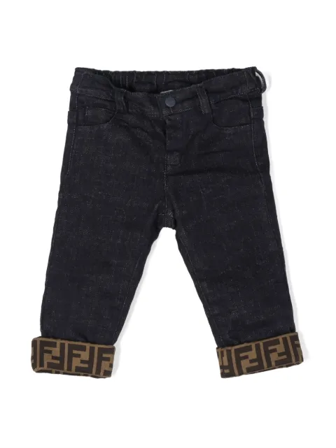 Fendi Kids logo-print cuff jeans