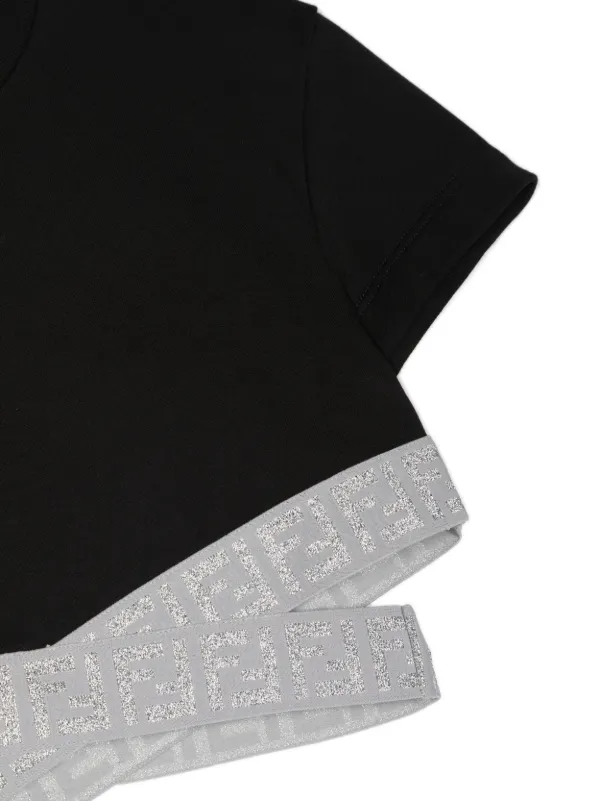 Fendi Kids logo-waistband Cropped T-shirt | Black | FARFETCH
