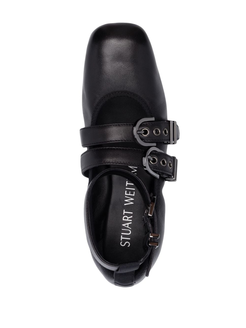 Shop Stuart Weitzman Maverick Leather Ballerina Shoes In Schwarz