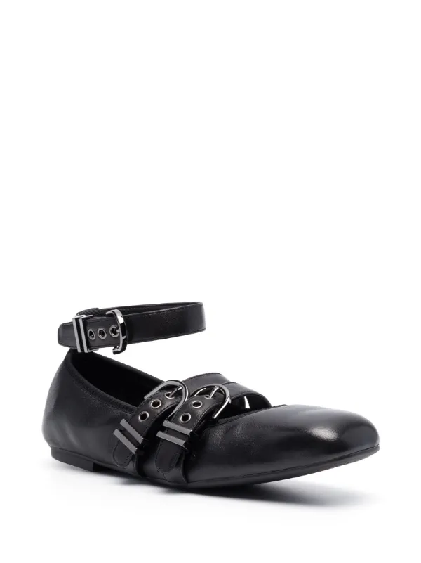 Stuart Weitzman Maverick Leather Ballerina Shoes | Black