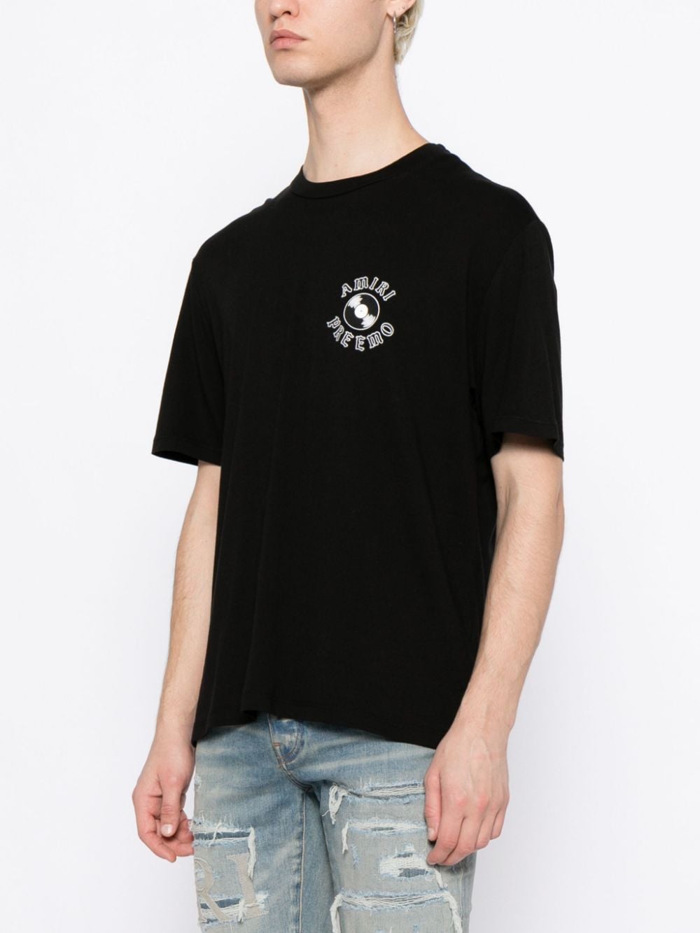 Shop Amiri Logo-print Cotton T-shirt In Black