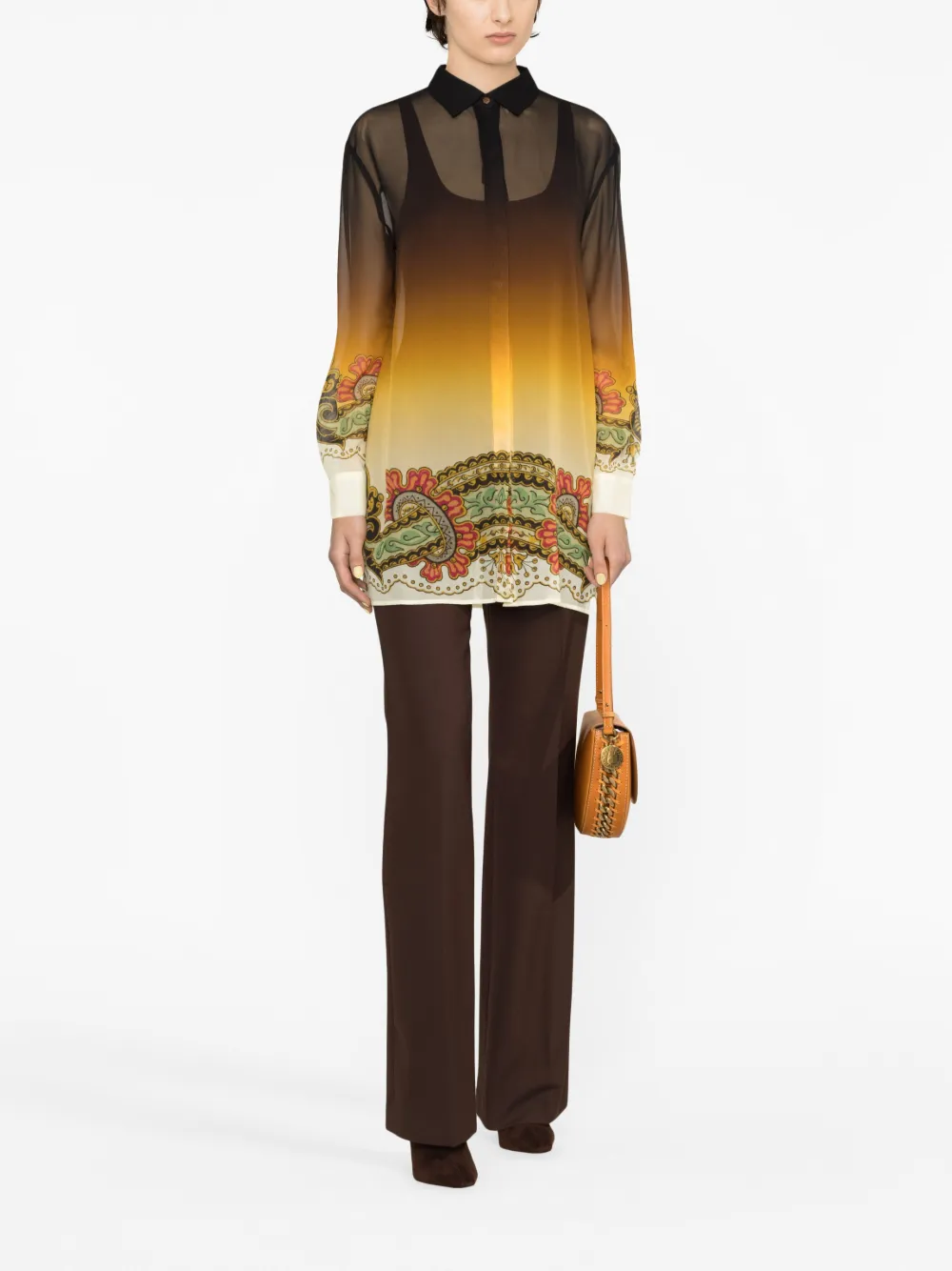 ETRO gradient effect silk shirt - Zwart