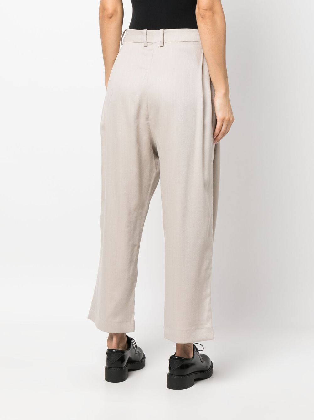 Shop Hed Mayner High-waisted Cropped Trousers In Neutrals