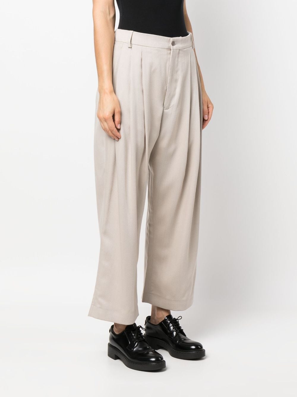 Shop Hed Mayner High-waisted Cropped Trousers In Neutrals