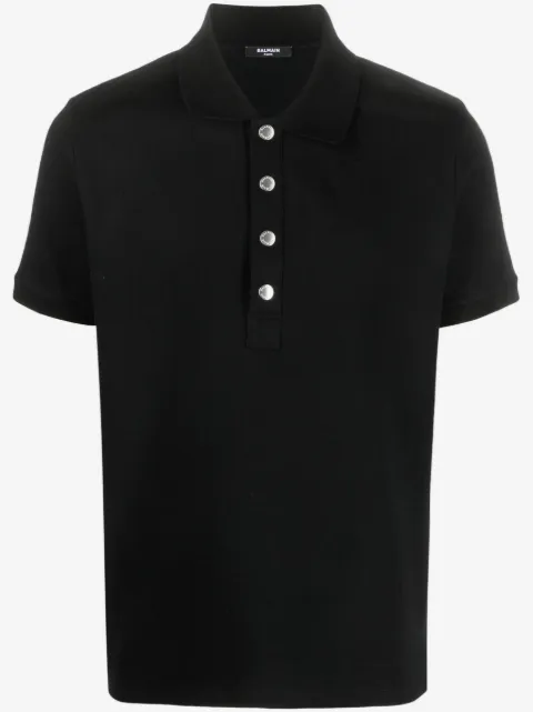 Balmain monogram-pattern piqué polo shirt
