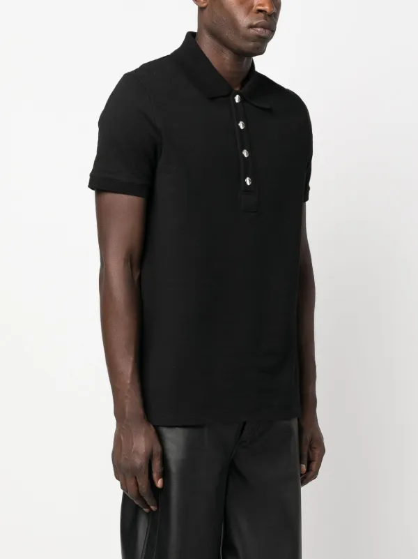 Balmain monogram-pattern Piqué Polo Shirt | Black | FARFETCH