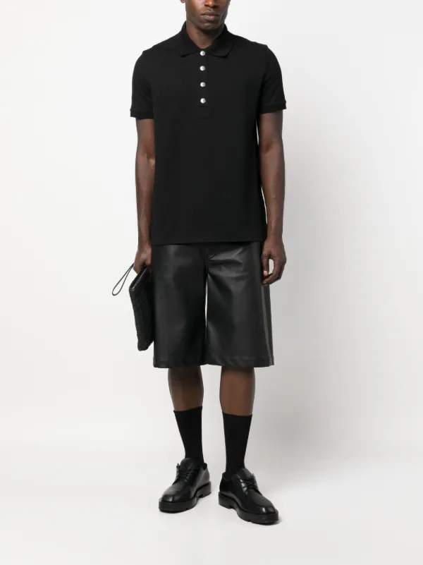 Balmain monogram-pattern Piqué Polo Shirt | Black | FARFETCH