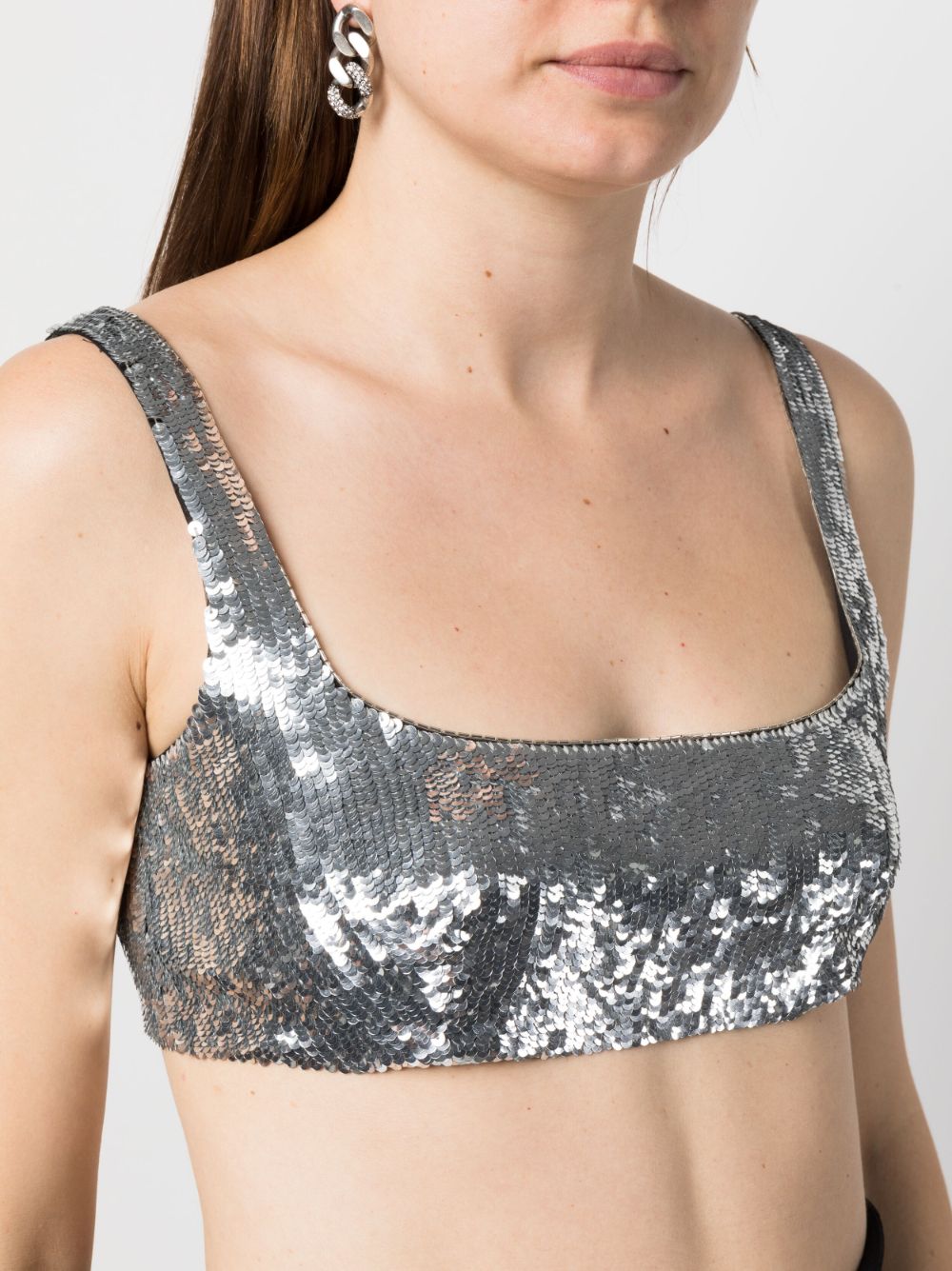 Valentino Sequin-embellished Bralette Top In Silver