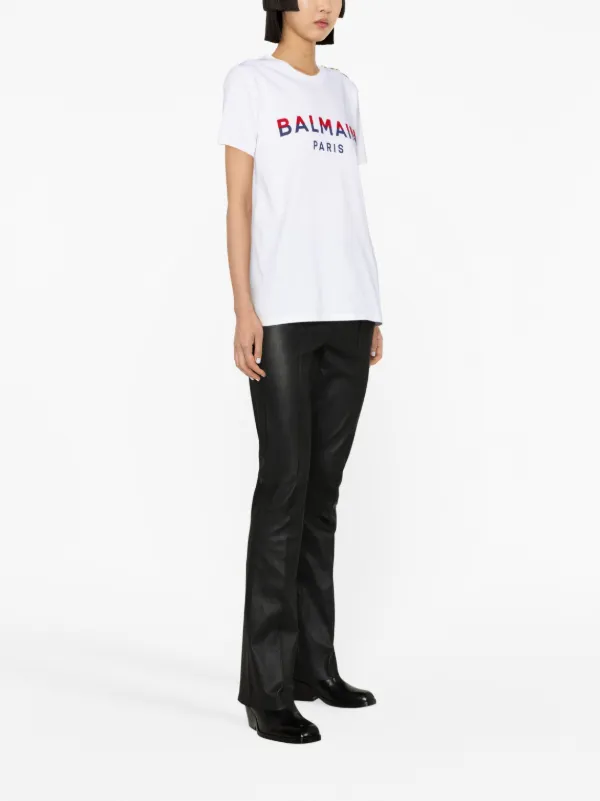 Męski biały t-shirt z logo Balmain | Moliera2.com