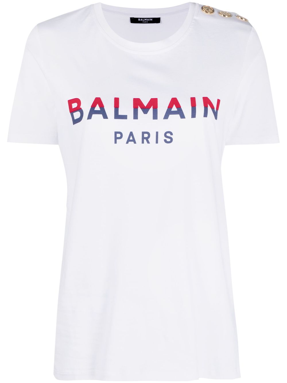 Balmain button-embellished logo-print T-shirt - White