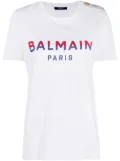 Balmain button-embellished logo-print T-shirt - White