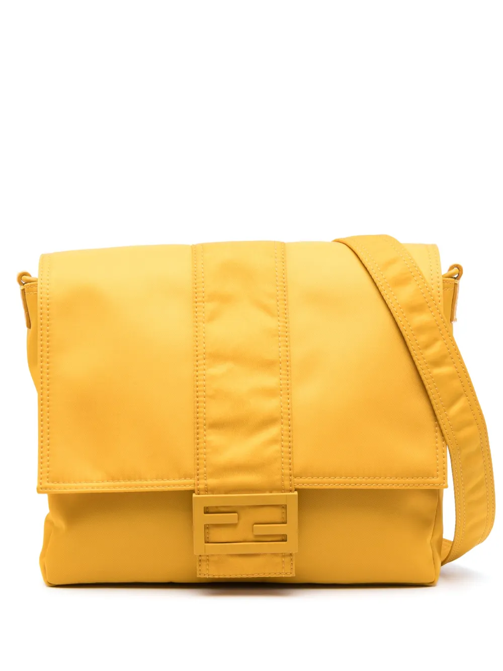 Pre-owned Fendi Medium Mamma Baguette Crossbody Bag In Yellow