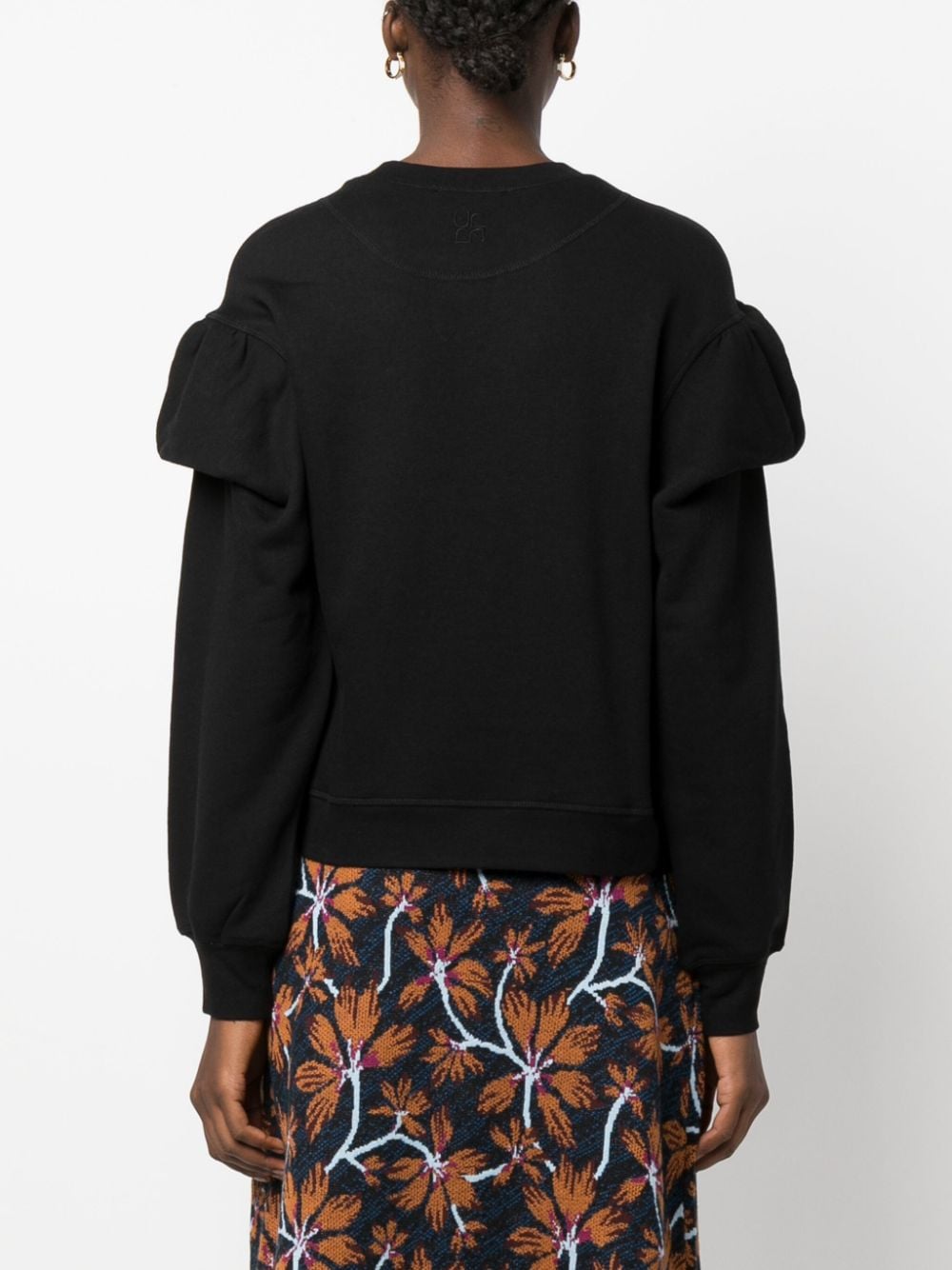 Shop Ulla Johnson Puffed-sleeves Crewneck Sweatshirt In Black