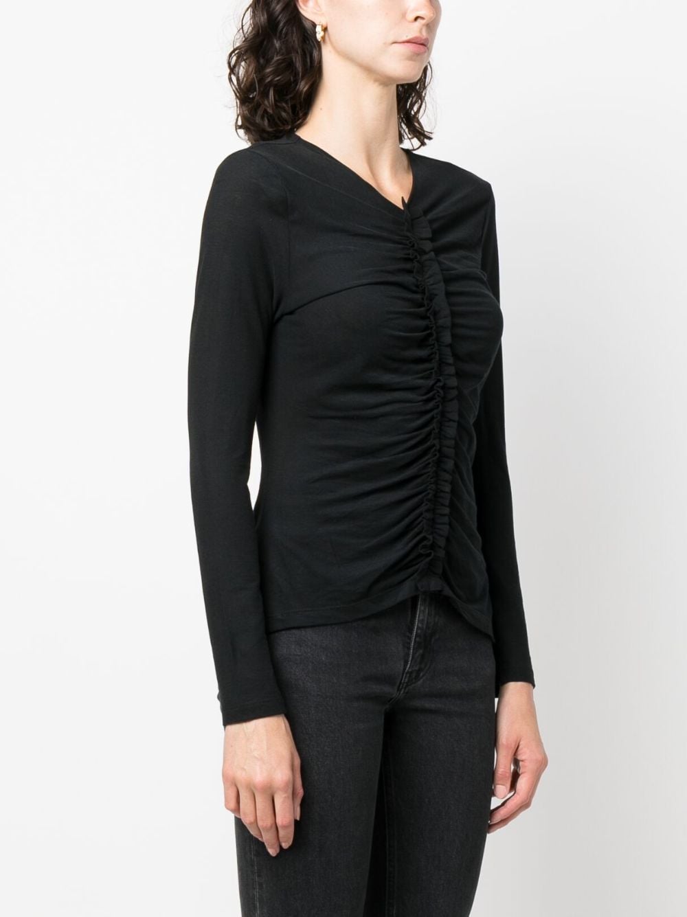 Shop Ulla Johnson Ruched-detail Cotton Top In Black