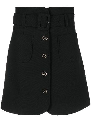 High waisted black on sale button up skirt