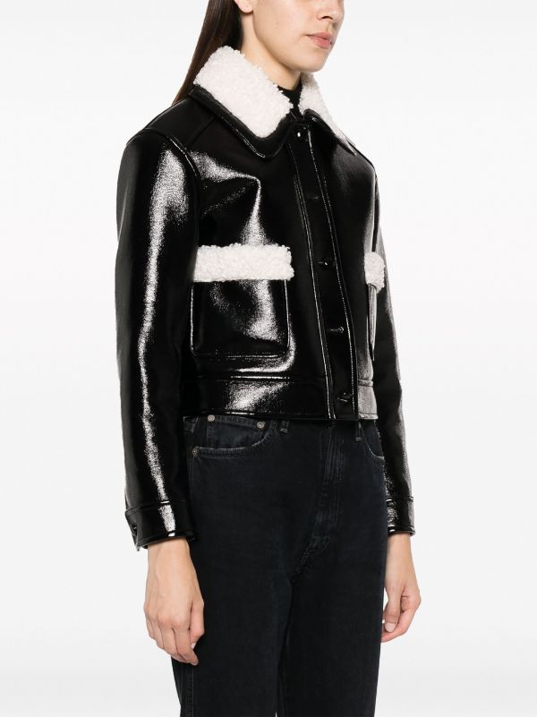 Claudie Pierlot faux shearling Trim faux leather Jacket Farfetch