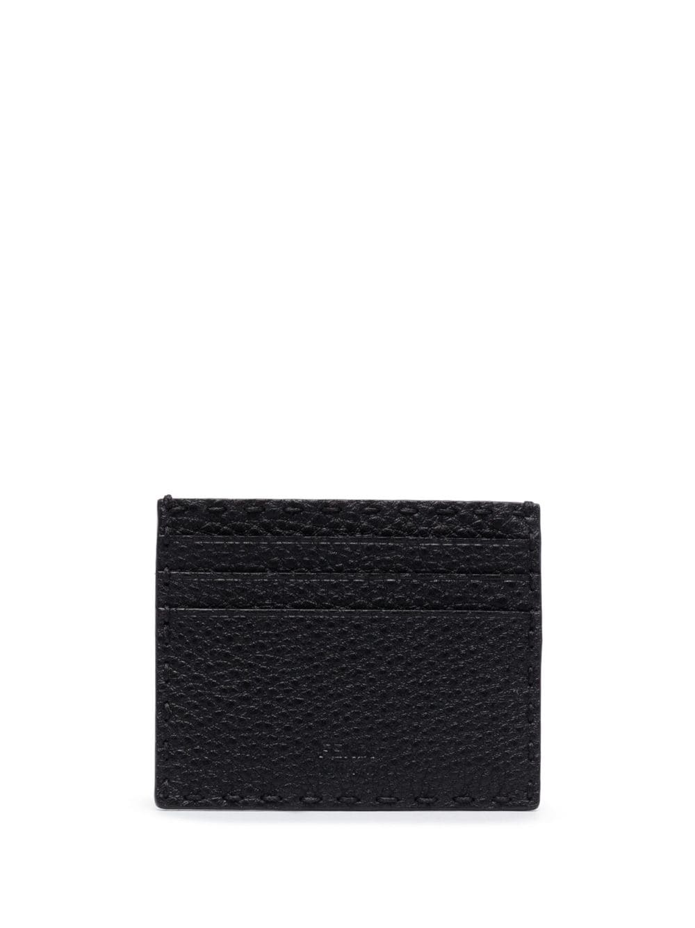 Shop Fendi Logo-lettering Leather Cardholder In Black