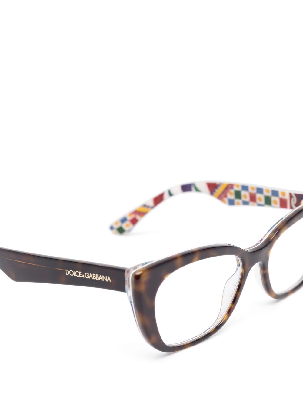 DOLCE & GABBANA TORTOISESHELL CAT-EYE FRAME GLASSES 