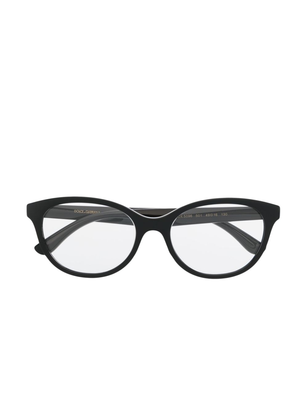 Dolce & Gabbana Kids oval-frame logo-arm glasses - Black