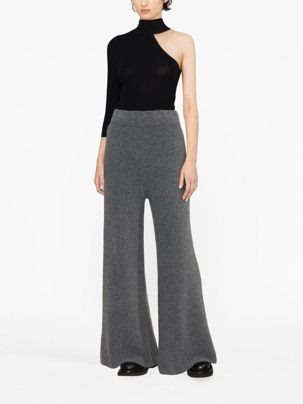 Shop Lisa Yang Cashmere Wide-leg Trousers In Grey