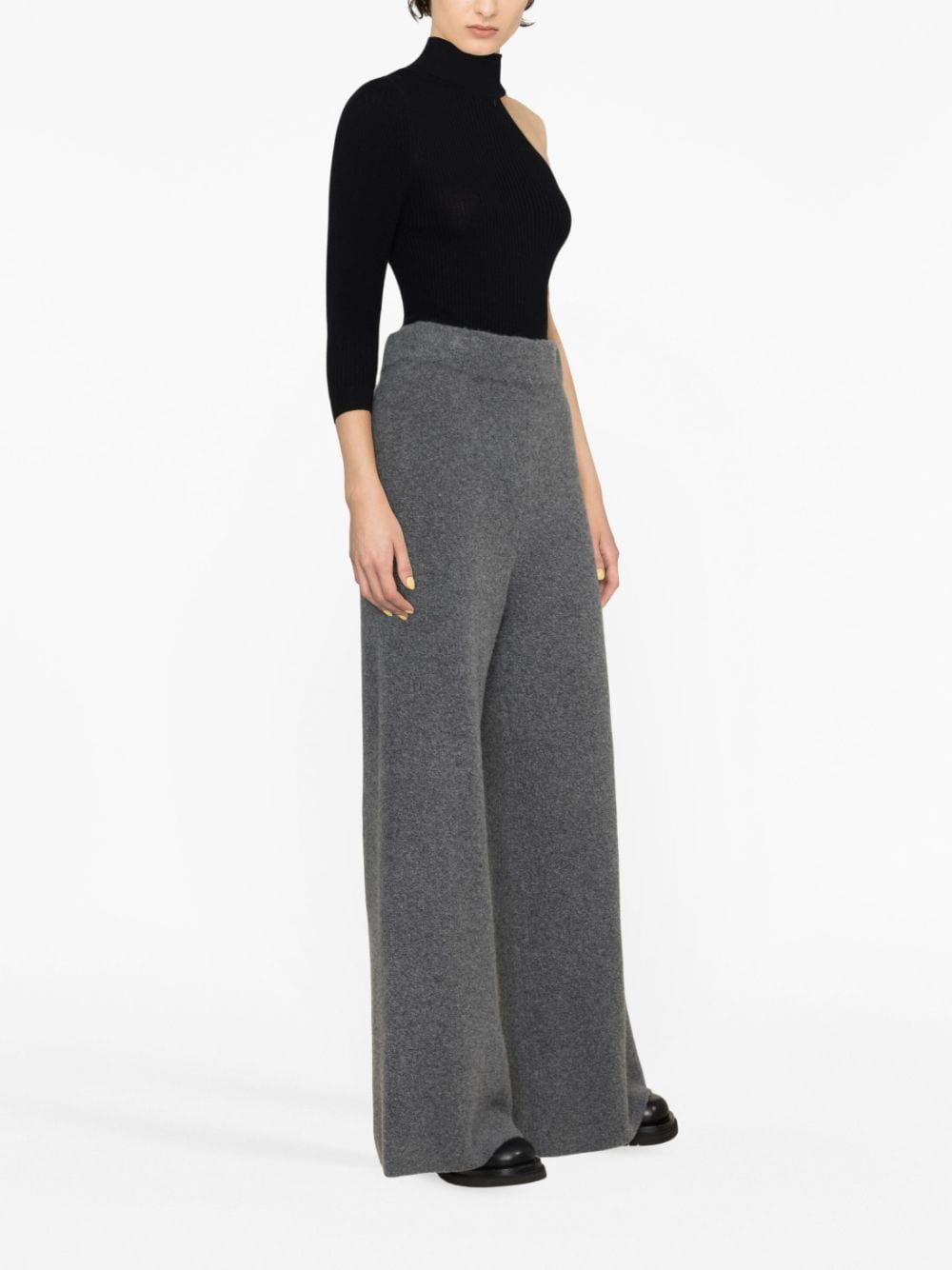 Shop Lisa Yang Cashmere Wide-leg Trousers In Grey