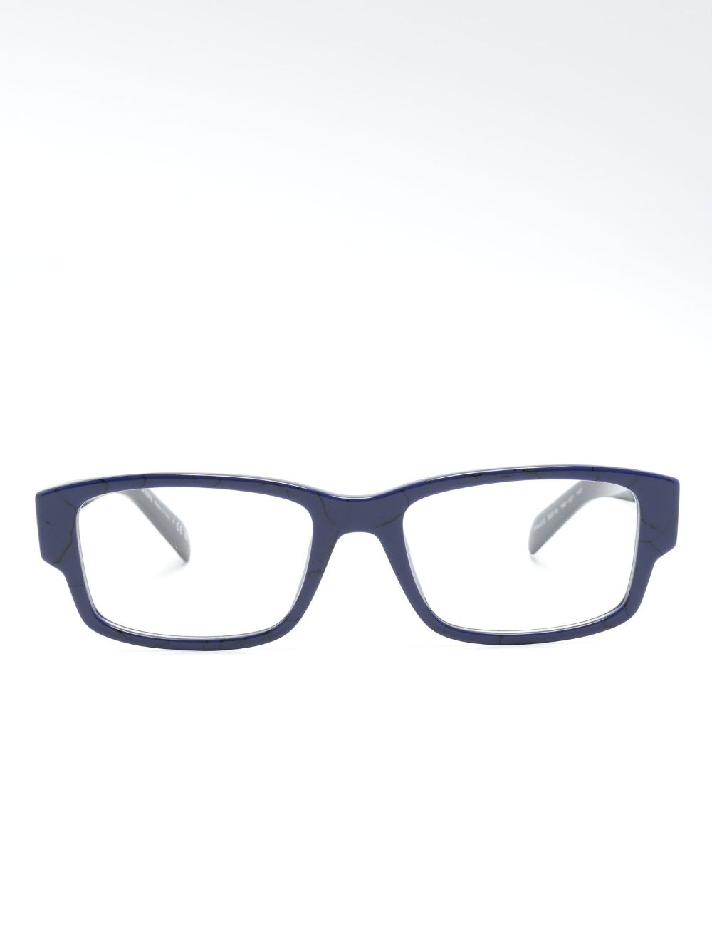 Prada Enamel-logo Square-frame Glasses In Blue