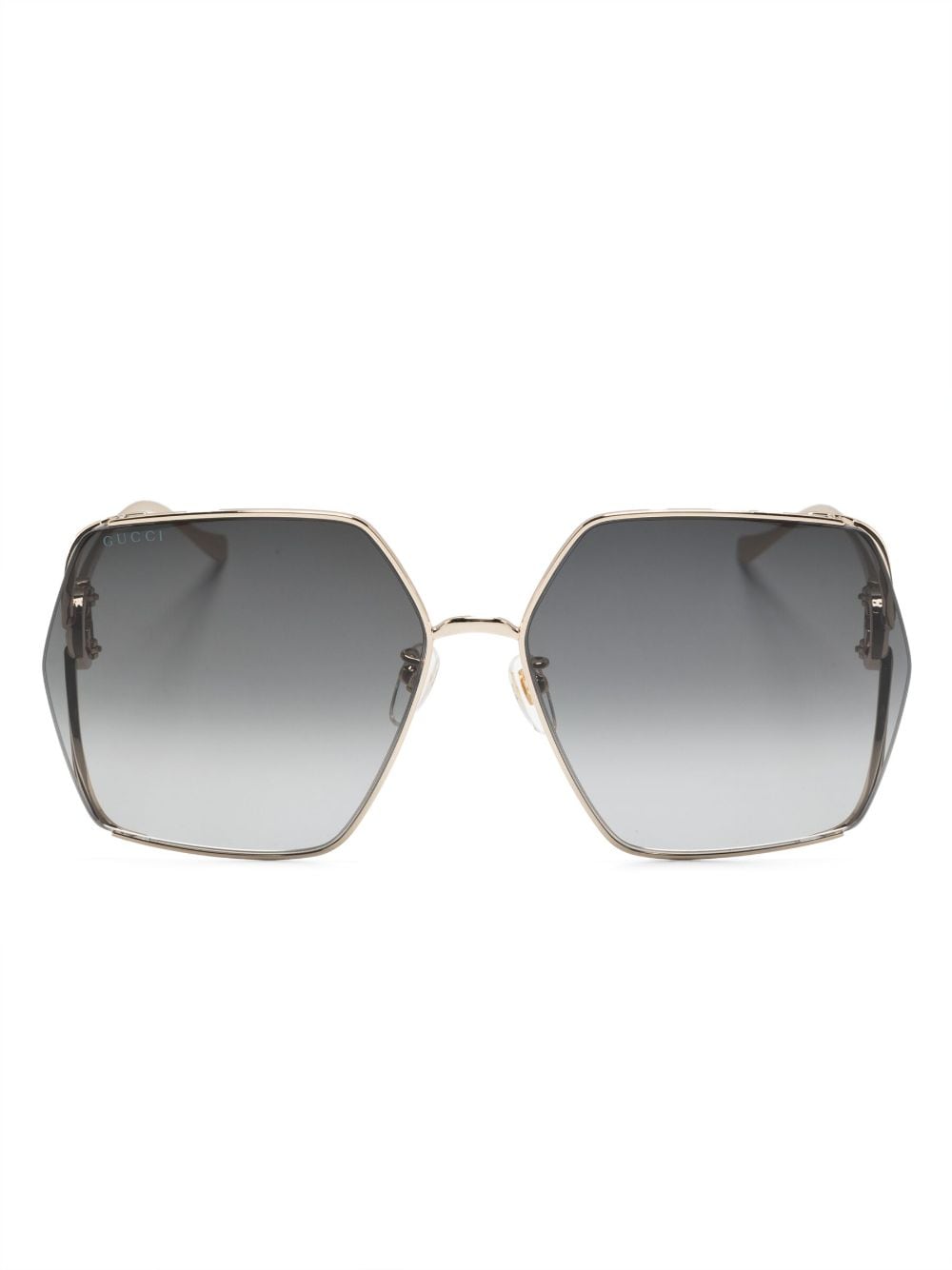 Gucci Interlocking-g Square-frame Sunglasses In Gold