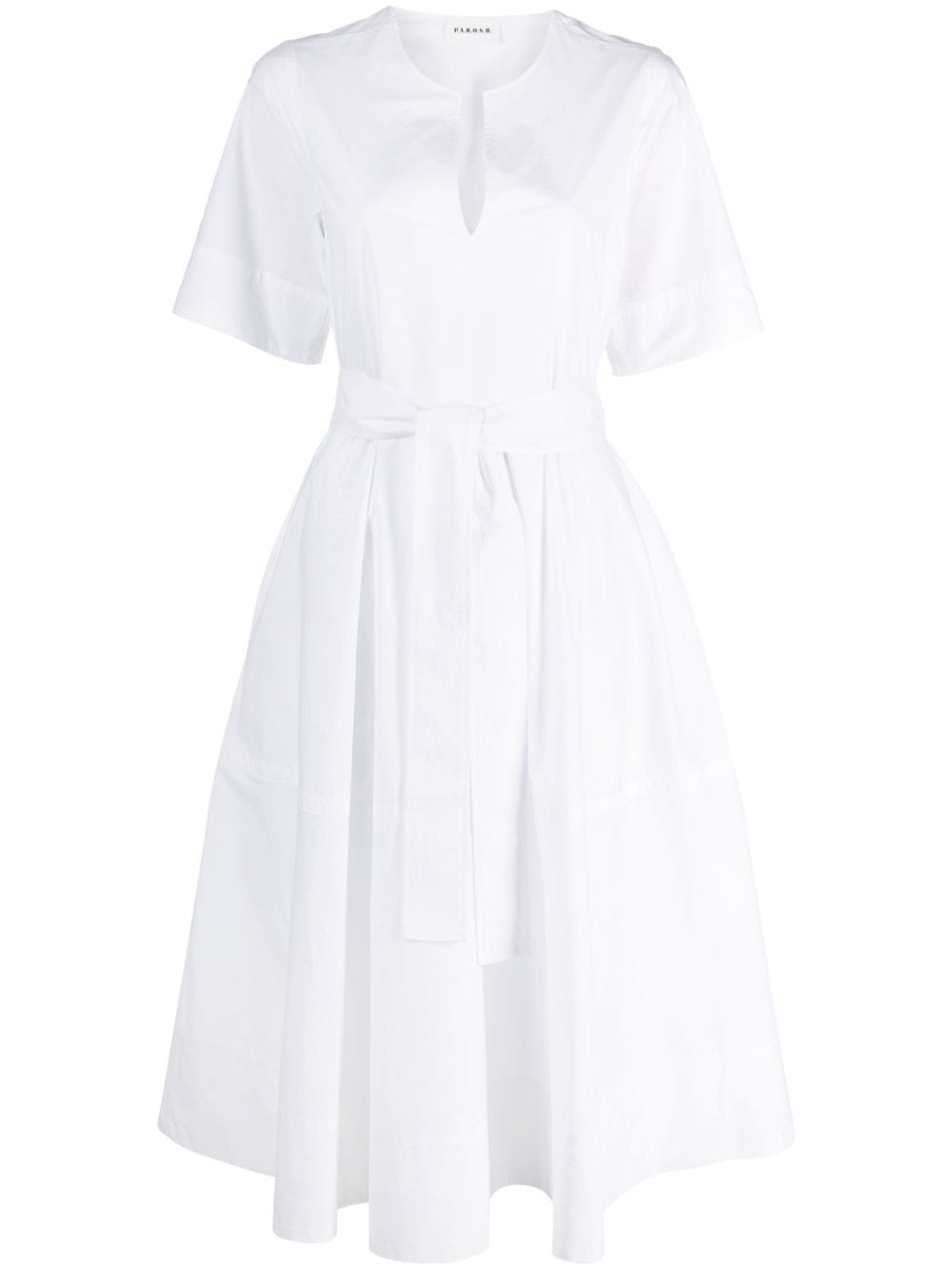 P.a.r.o.s.h Short-sleeved Cotton Flared Dress In White