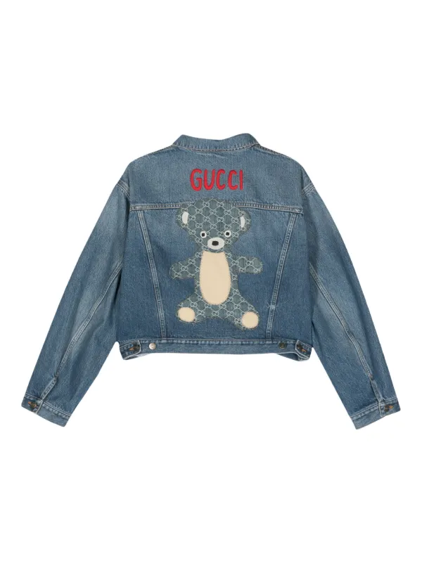 logo embroidered denim jacket