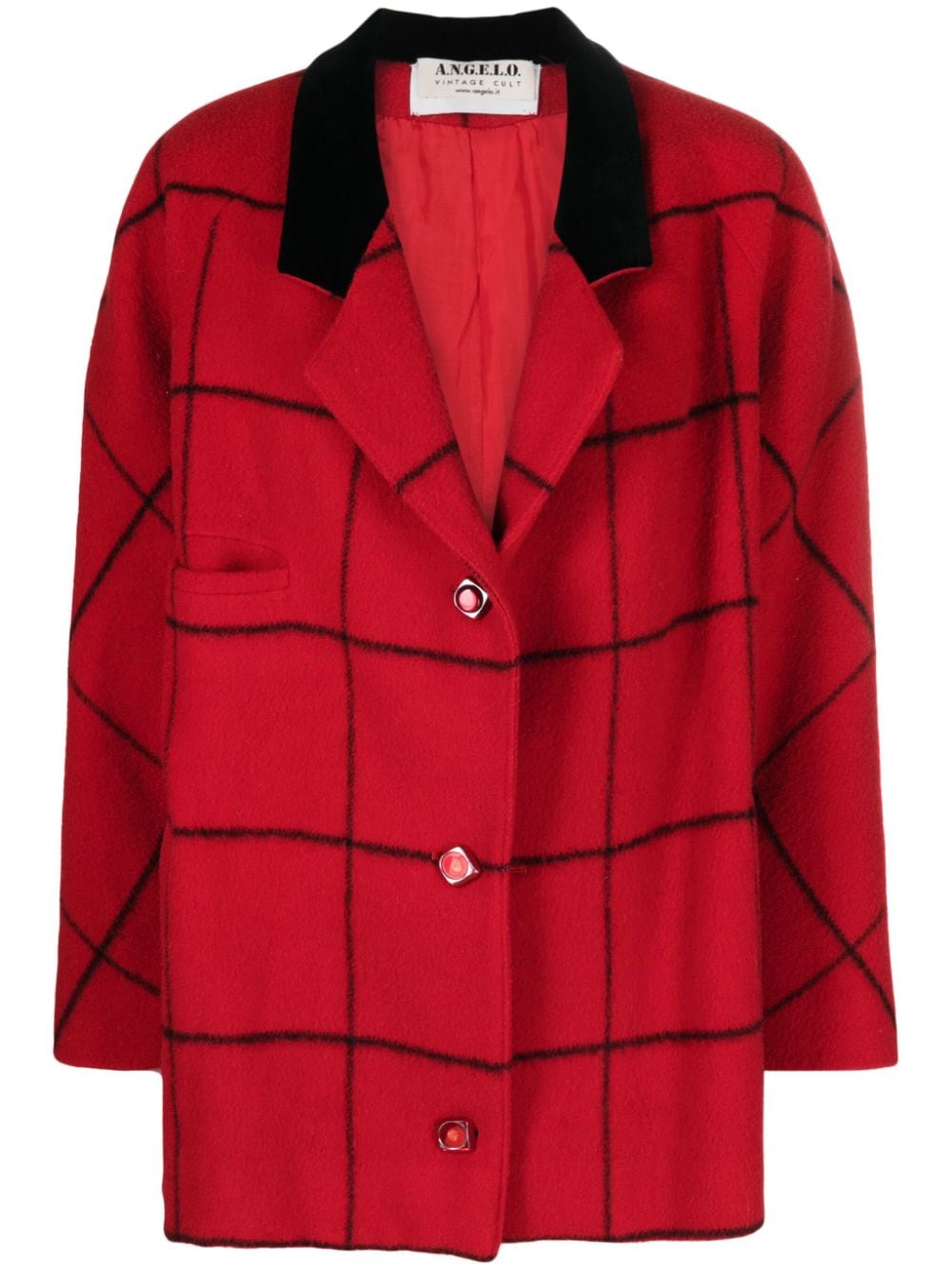 Pre-owned A.n.g.e.l.o. Vintage Cult 1980s Check-pattern Wool Coat In Red