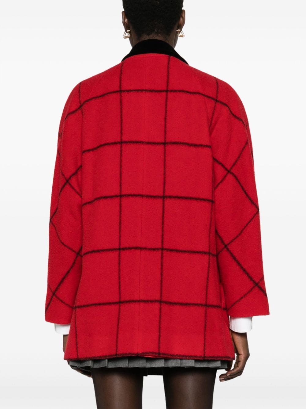 Pre-owned A.n.g.e.l.o. Vintage Cult 1980s Check-pattern Wool Coat In Red