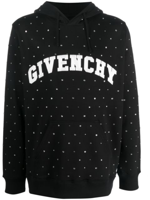 Givenchy logo-print rhinestone-embellished hoodie Men