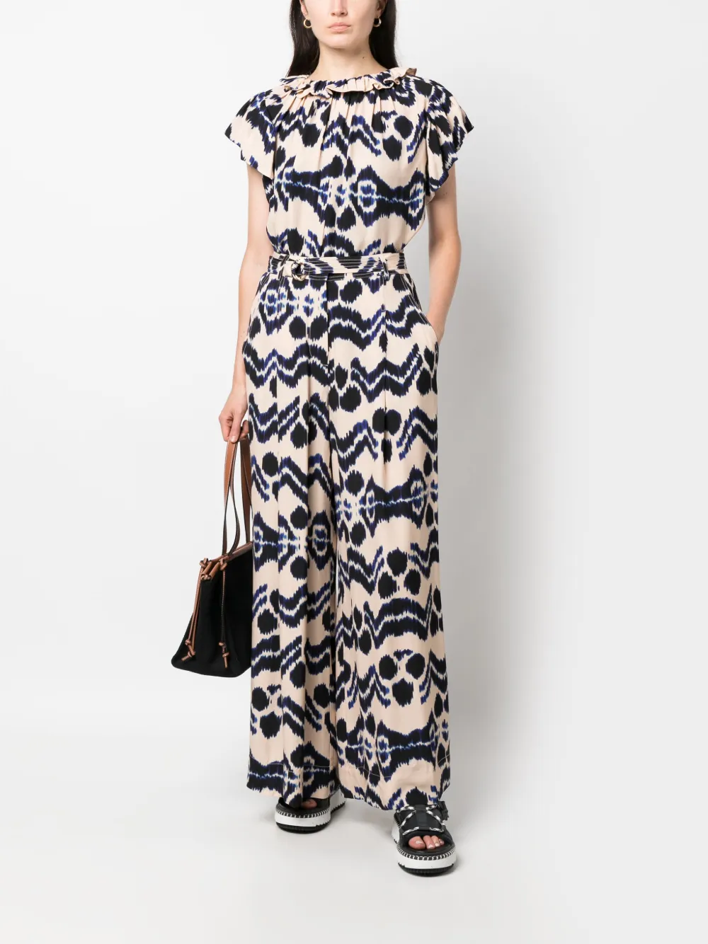Ulla Johnson Lydia ikat-pattern wide-leg trousers - Beige