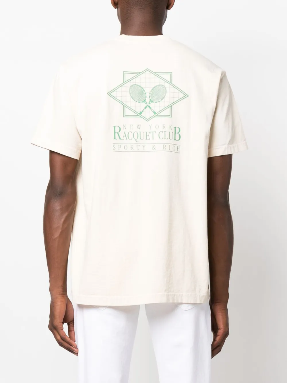 Sporty And Rich Graphic-print Cotton T-shirt In Neutrals