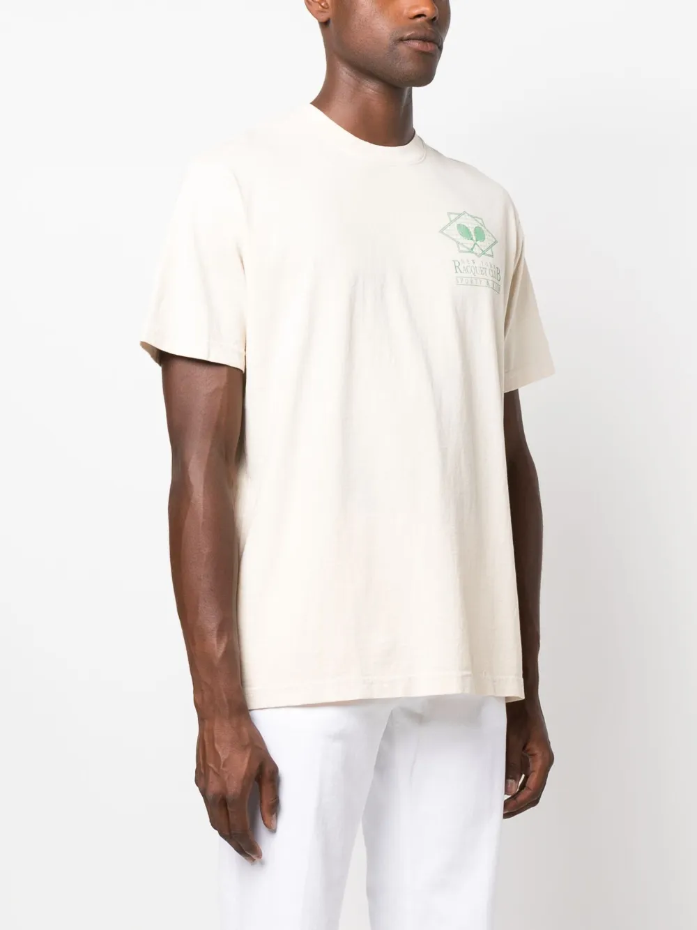Sporty And Rich Graphic-print Cotton T-shirt In Neutrals