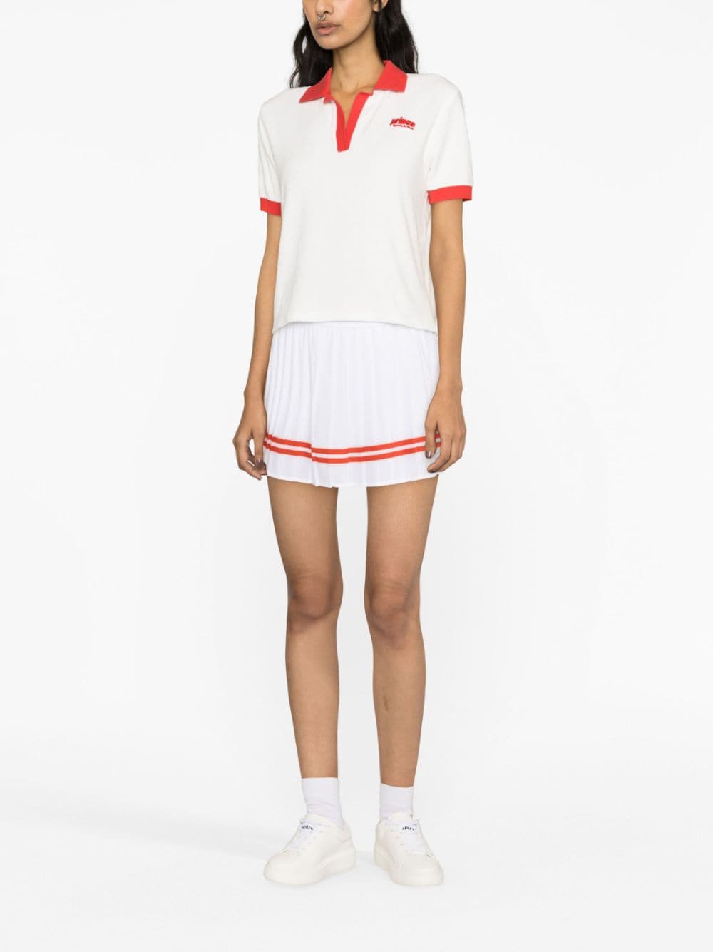Shop Sporty And Rich X Prince Sporty Cotton Polo Top In White