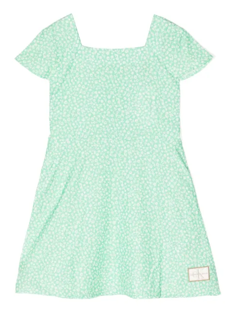 Calvin Klein Kids logo-patch floral-print dress