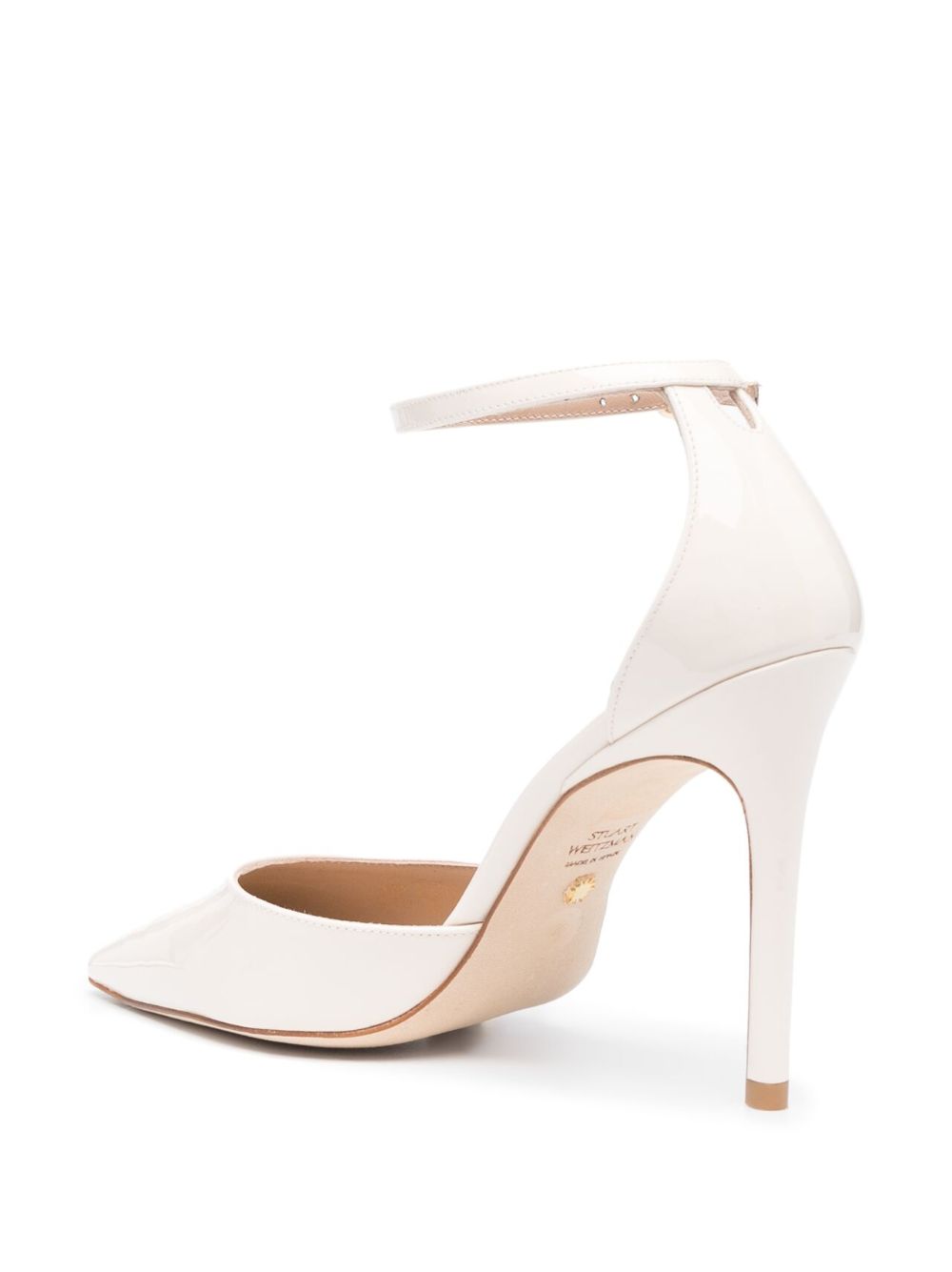 Shop Stuart Weitzman 100mm Patent-leather Pointed Pumps In Neutrals