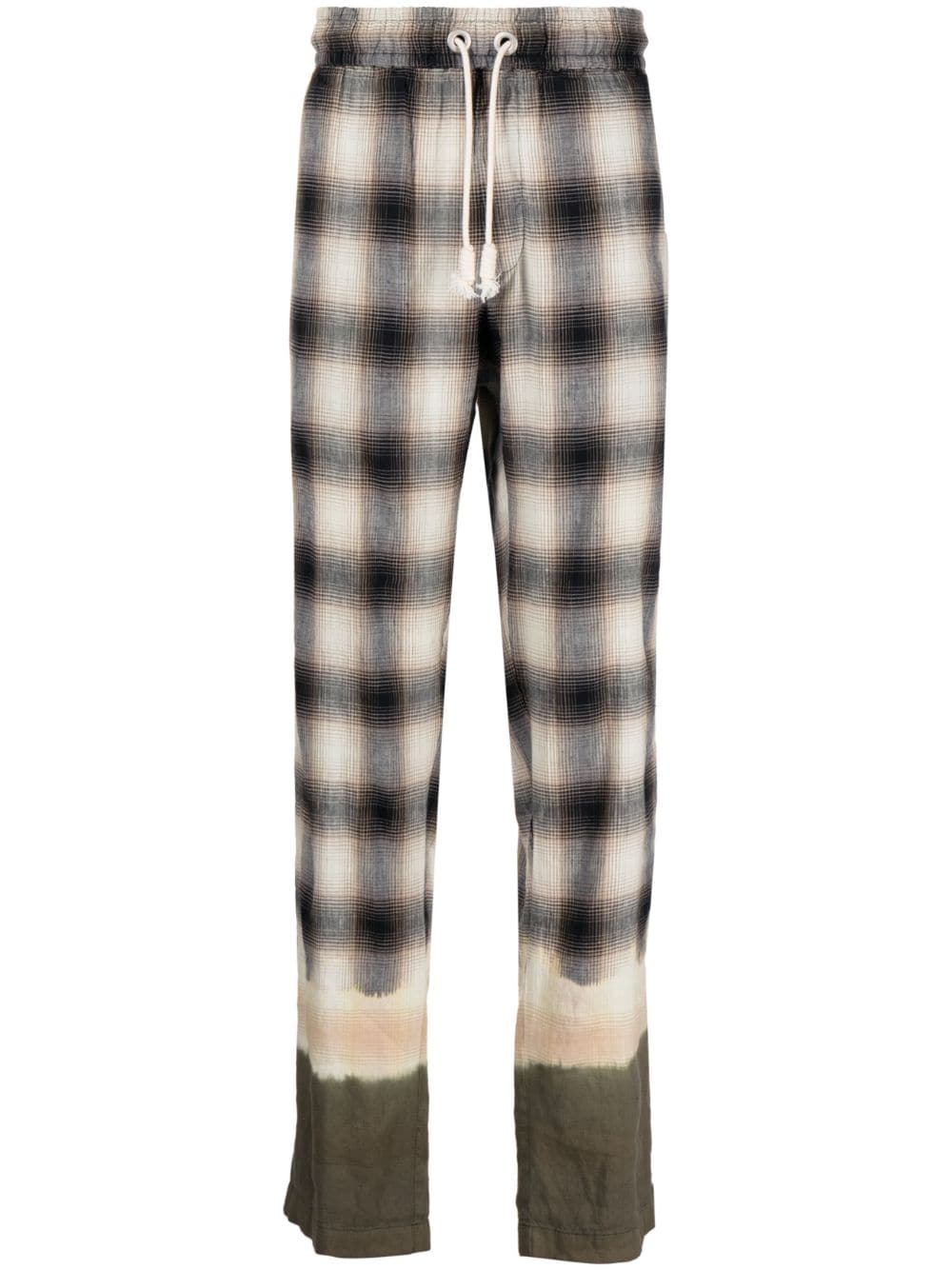 Palm Angels Gradient Plaid Drawstring Trousers In Brown