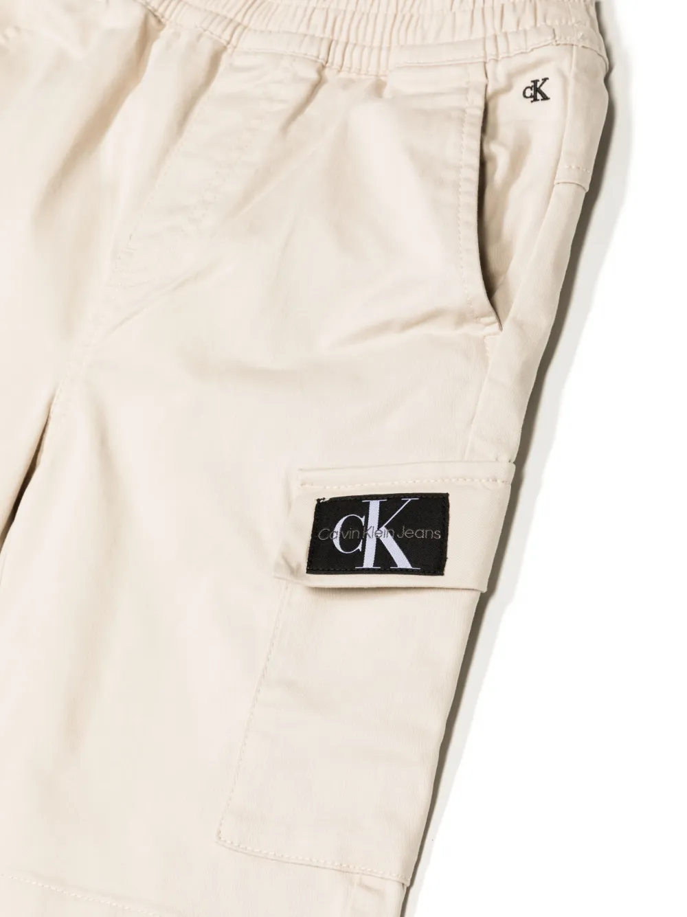 Calvin Klein Logo-patch Bermuda Shorts In Neutrals