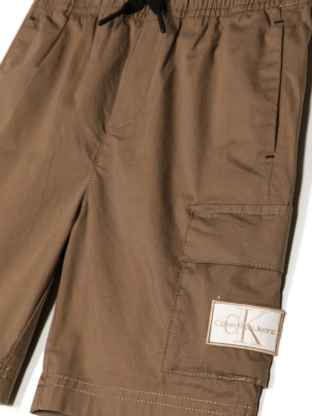 Shop Calvin Klein Logo-patch Detail Cargo Shorts In Brown